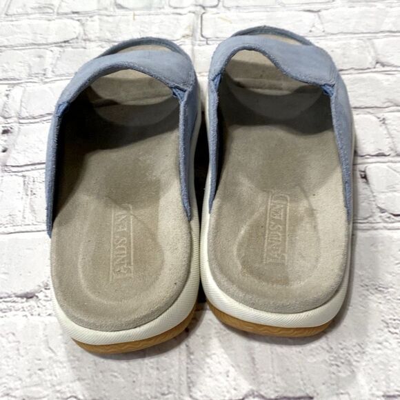 Lands End Leather Slide Mules Blue 6 Wide - Picture 4 of 11